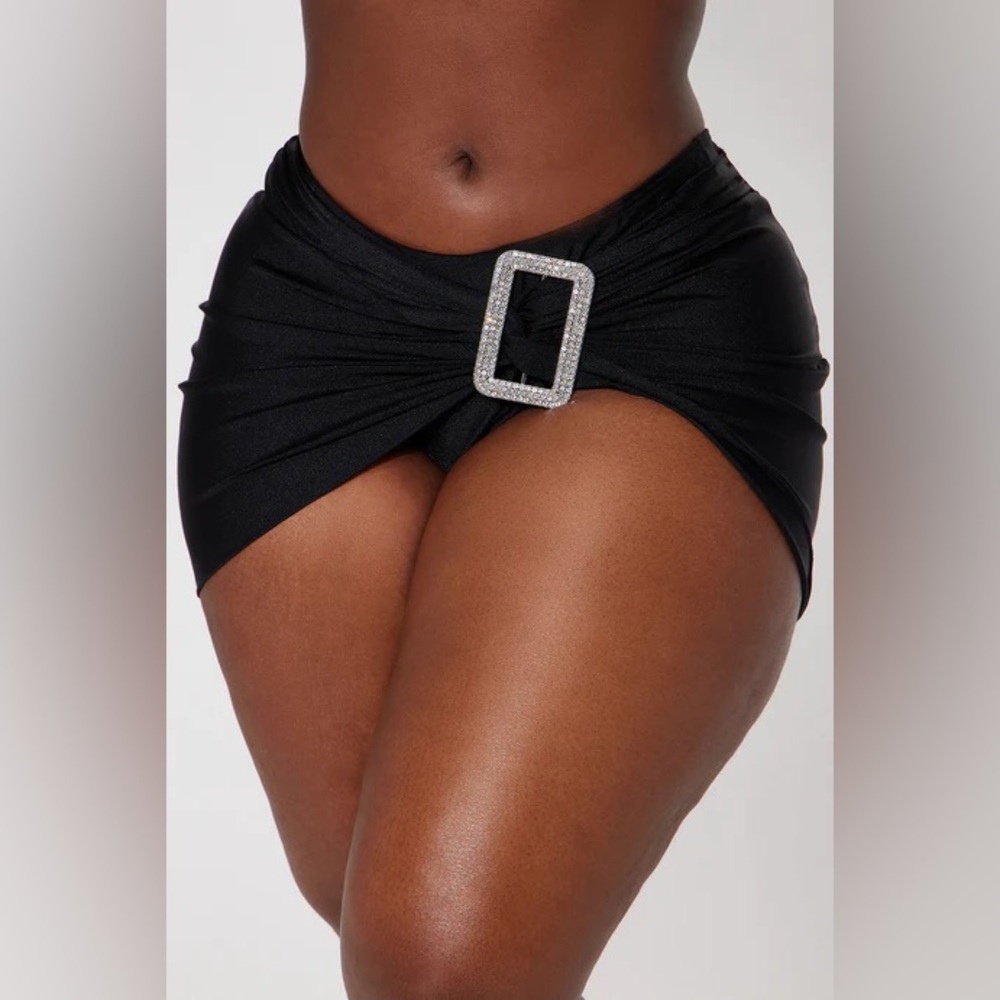 Fashion Nova- Buckle Down Cover Up Skirt - Black